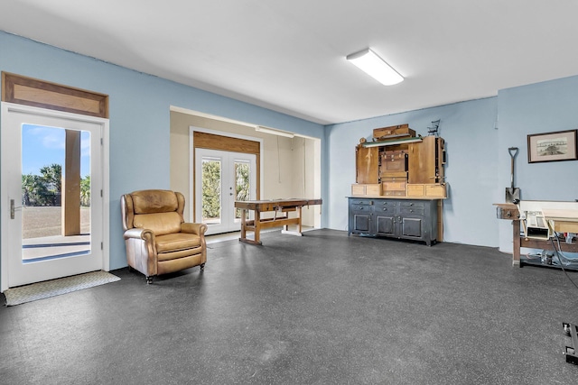 living area featuring french doors