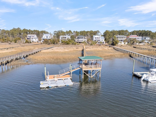 dock area featuring a water view