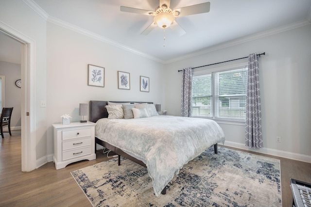 2177 Gulf Dr, Mount Pleasant, SC 29464 - bedroom with ornamental molding, wood finished floors, baseboards, and ceiling fan