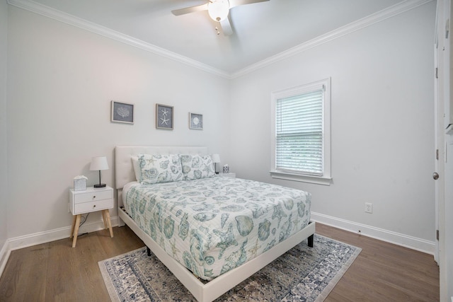 2177 Gulf Dr, Mount Pleasant, SC 29464 - bedroom with wood finished floors, ornamental molding, baseboards, and a ceiling fan