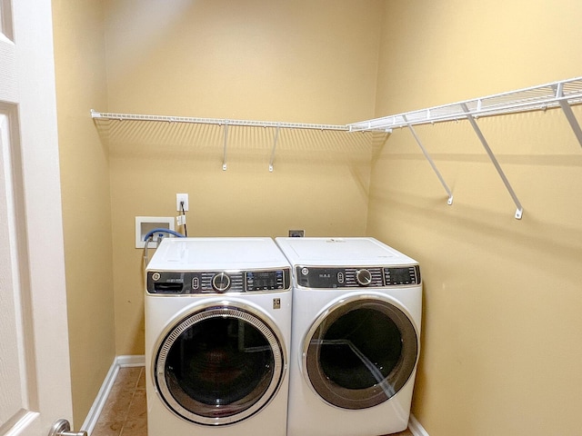 3632 Locklear Ln, Mount Pleasant, SC 29466 - laundry room with separate washer and dryer, baseboards, and tile patterned flooring