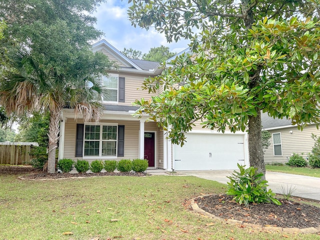 3632 Locklear Ln, Mount Pleasant, SC 29466 - view of property hidden behind natural elements with concrete driveway, an attached garage, and a porch