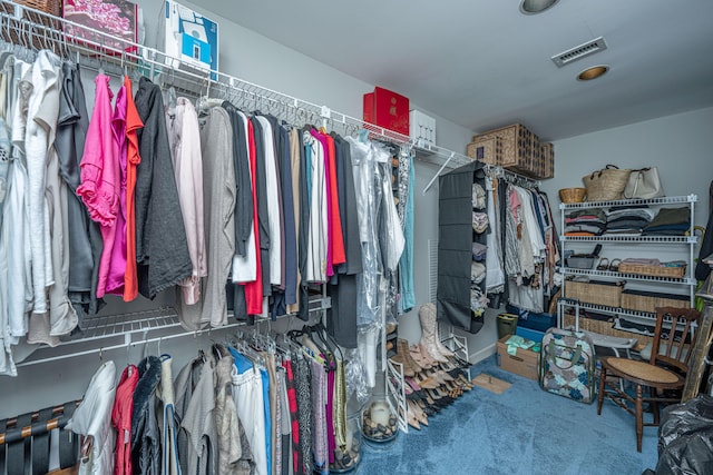 walk in closet featuring carpet