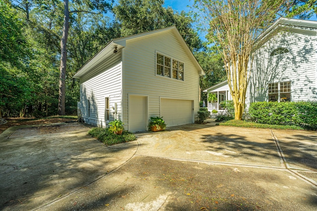 view of home's exterior with a garage