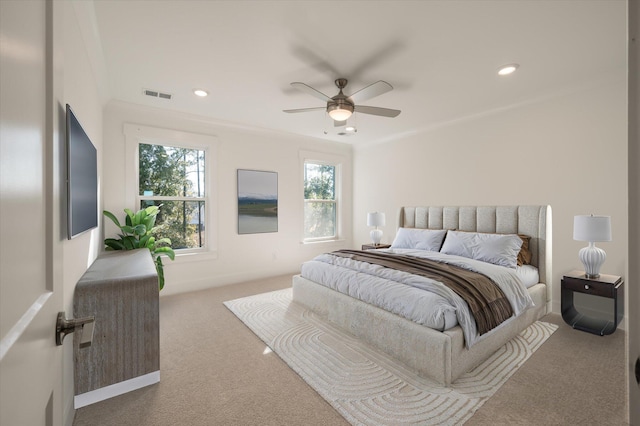 410 Katies Scenic Ct, Charleston, SC 29492 - bedroom featuring ceiling fan, baseboards, carpet flooring, visible vents, and recessed lighting