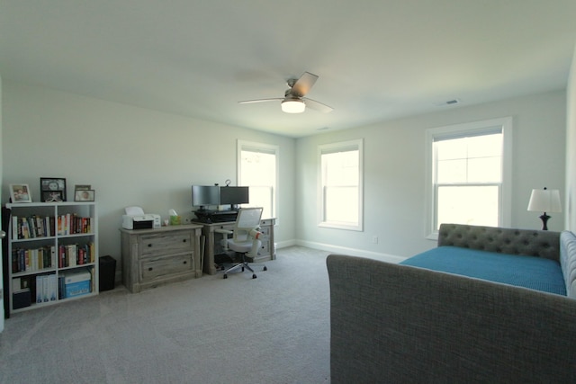 103 Granton Edge Ln, Summerville, SC 29486 - home office featuring a ceiling fan, carpet, and healthy amount of natural light