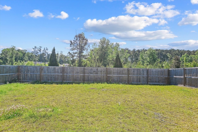 view of yard with a fenced backyard