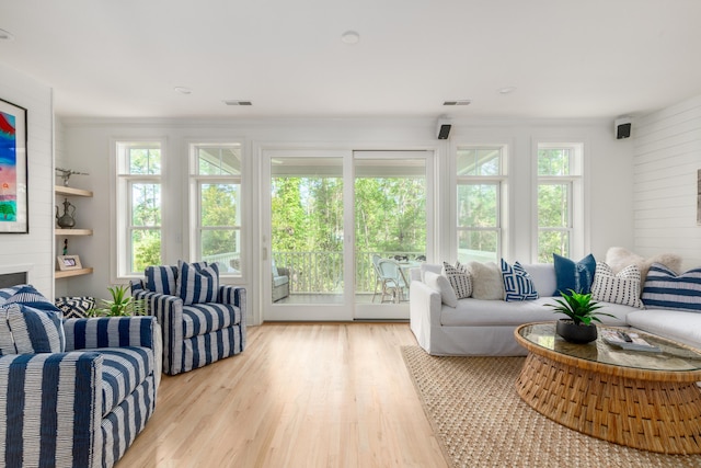 1532 Sea Palms Cres, Mount Pleasant, SC 29464 - living area with wood finished floors and ornamental molding