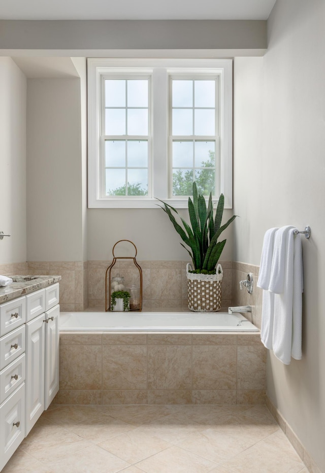 1532 Sea Palms Cres, Mount Pleasant, SC 29464 - bathroom with vanity, a garden tub, and tile patterned flooring