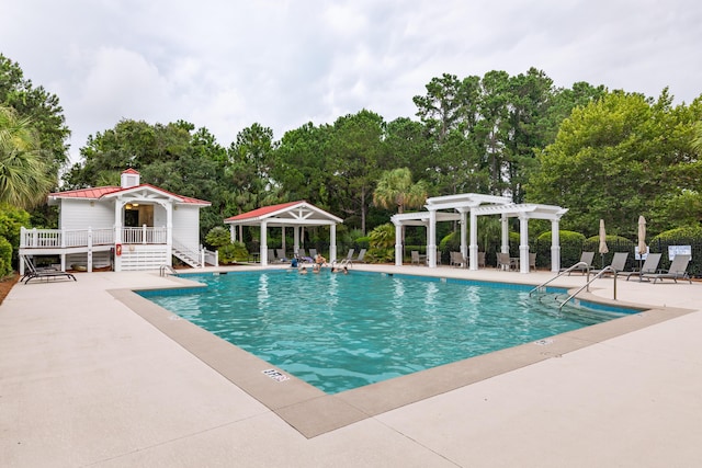 1532 Sea Palms Cres, Mount Pleasant, SC 29464 - community pool featuring a pergola, a patio area, and view of wooded area