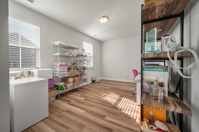 interior space featuring a healthy amount of sunlight and light hardwood / wood-style floors