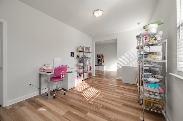 office area featuring light hardwood / wood-style floors