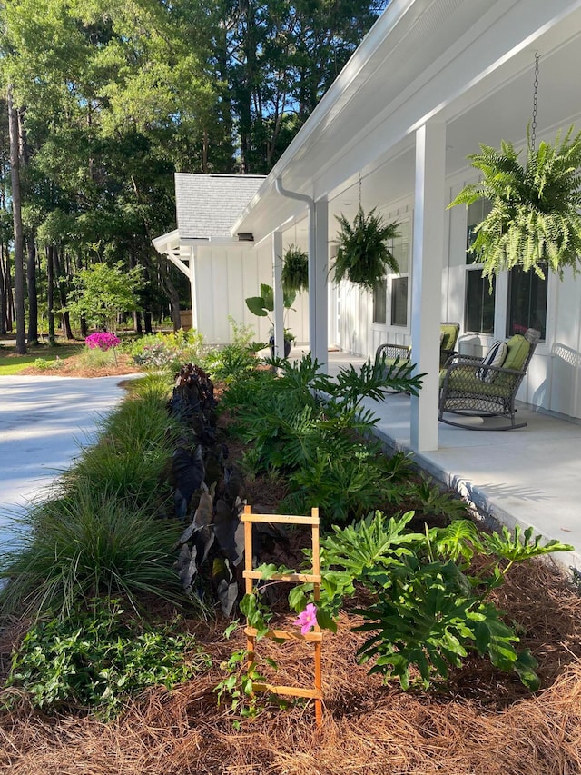 view of home's exterior featuring covered porch