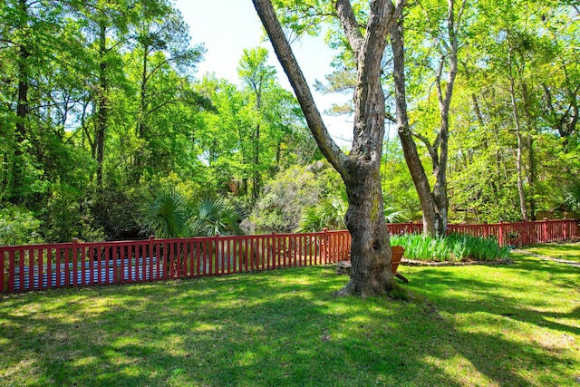 view of yard featuring a fenced backyard