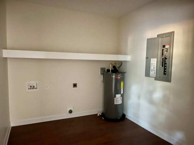 utility room featuring water heater and electric panel