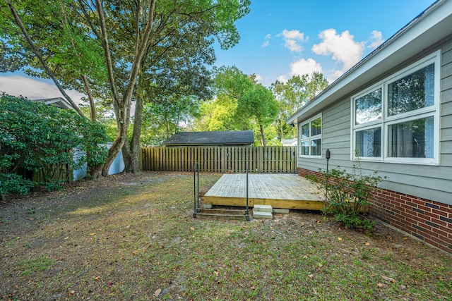 view of yard featuring a deck