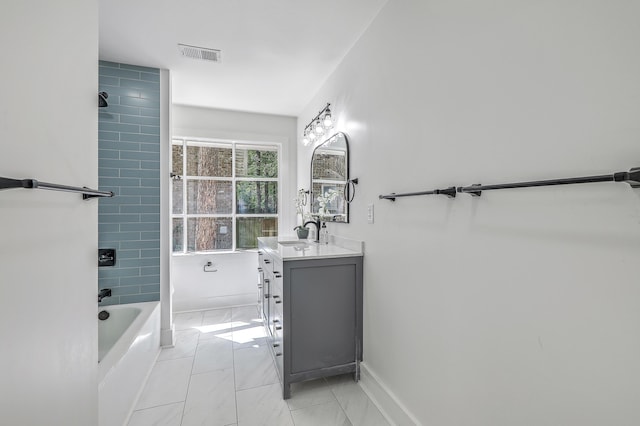 169 Southwold Cir, Goose Creek, SC 29445 - full bathroom featuring vanity, baseboards, marble finish flooring, and shower / tub combination