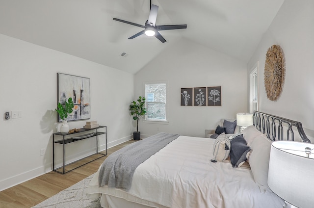 169 Southwold Cir, Goose Creek, SC 29445 - bedroom with wood finished floors, lofted ceiling, baseboards, and a ceiling fan