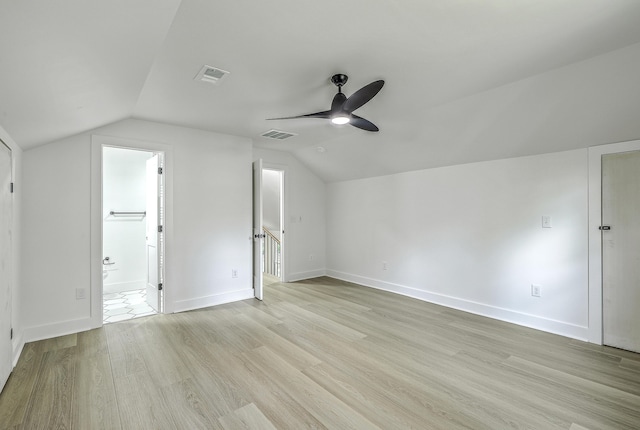 169 Southwold Cir, Goose Creek, SC 29445 - additional living space featuring a ceiling fan, vaulted ceiling, light wood-type flooring, and baseboards