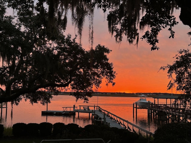 view of dock featuring a water view