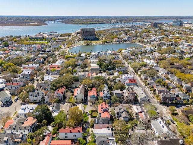 11 Franklin St, Charleston, SC 29401 - aerial view of property and surrounding area featuring a large body of water and nearby suburban area