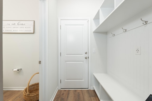 mudroom featuring hardwood / wood-style floors