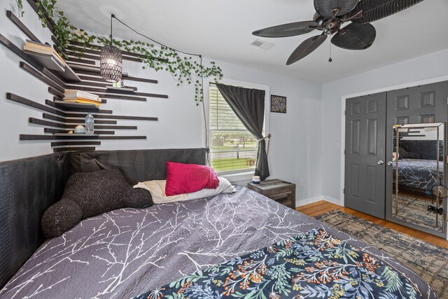 2651 Martha Dr, North Charleston, SC 29405 - bedroom featuring wood finished floors, baseboards, and a ceiling fan