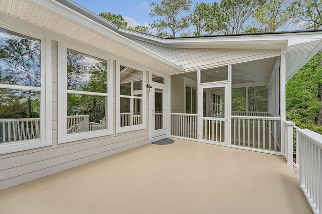 view of unfurnished sunroom