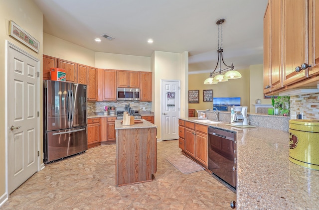 405 Decatur Dr, Summerville, SC 29486 - kitchen with a sink, appliances with stainless steel finishes, tasteful backsplash, and visible vents