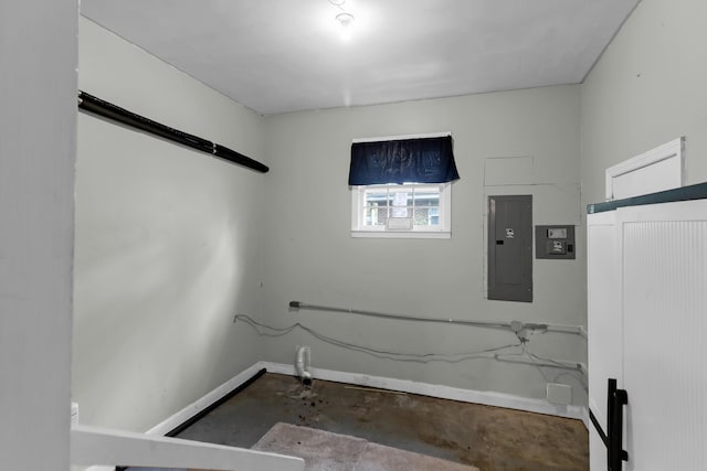 laundry area featuring baseboards and electric panel
