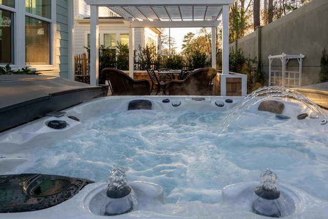 exterior details with a jacuzzi