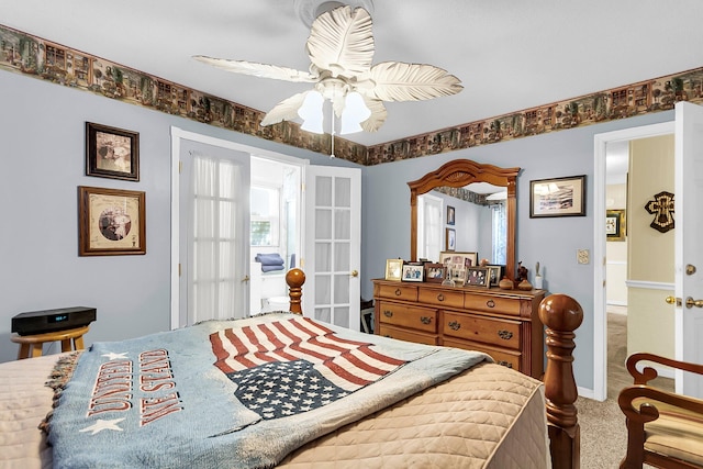 bedroom with carpet and ceiling fan