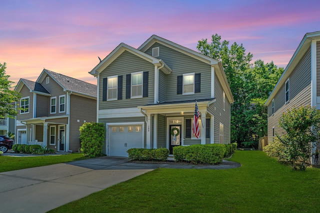 286 Chemistry Cir, Ladson, SC 29456 - traditional-style house with a lawn, a garage, a porch, and concrete driveway