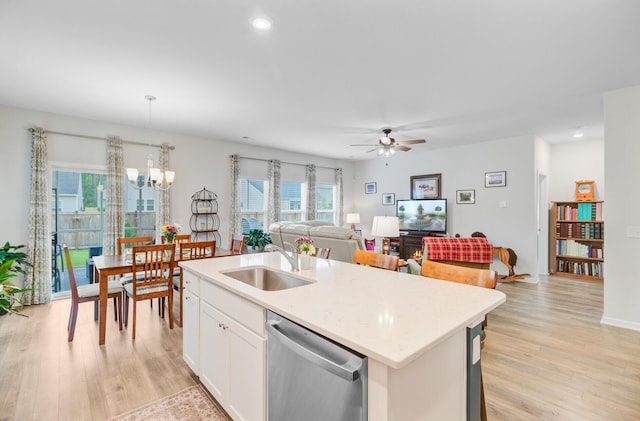 135 Cypress Preserve Blvd, Moncks Corner, SC 29461 - kitchen featuring stainless steel dishwasher, light wood-type flooring, plenty of natural light, and recessed lighting
