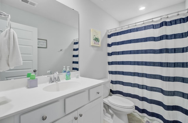 135 Cypress Preserve Blvd, Moncks Corner, SC 29461 - bathroom featuring vanity, toilet, curtained shower, and recessed lighting