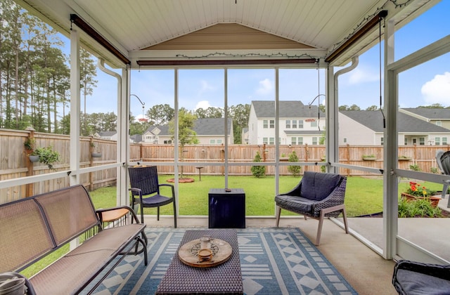 135 Cypress Preserve Blvd, Moncks Corner, SC 29461 - sunroom with a residential view, lofted ceiling, and healthy amount of natural light