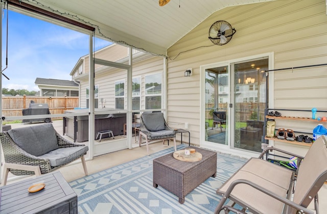 135 Cypress Preserve Blvd, Moncks Corner, SC 29461 - sunroom / solarium featuring a jacuzzi, vaulted ceiling, and outdoor lounge area