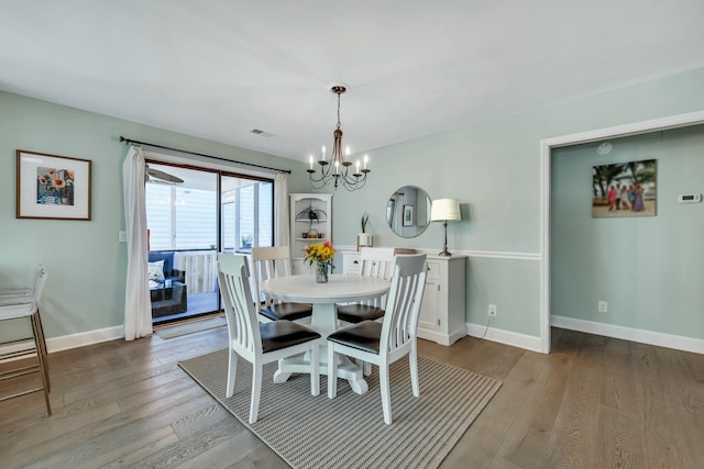 dining room with a notable chandelier and light wood-type flooring