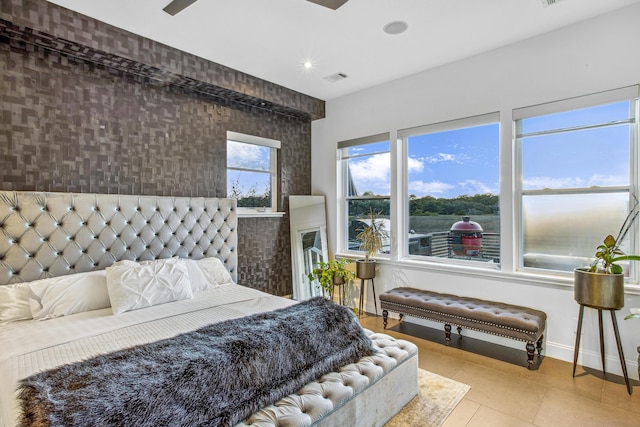 bedroom featuring tile patterned flooring