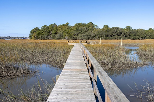 dock area featuring a water view