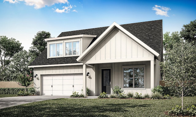 view of front facade with a garage and a front yard