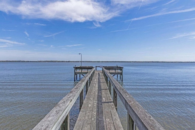 view of dock featuring a water view