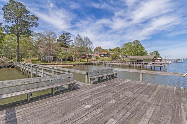 dock area featuring a water view