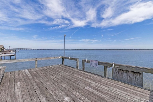 view of dock featuring a water view