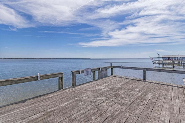 dock area featuring a water view