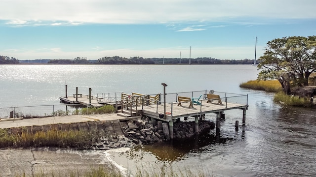 dock area featuring a water view