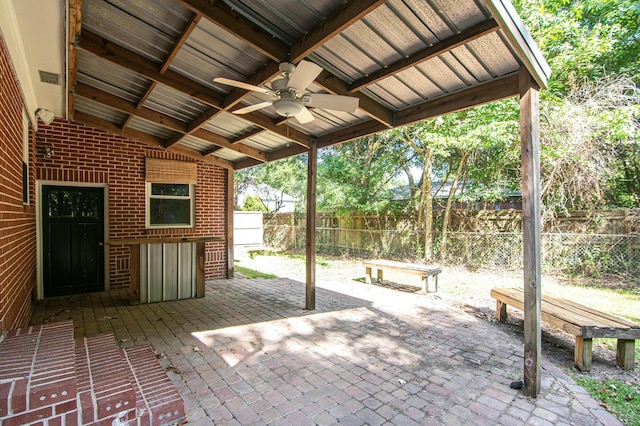 view of patio / terrace with ceiling fan