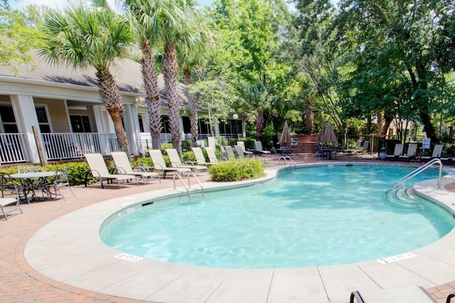 view of pool featuring a patio