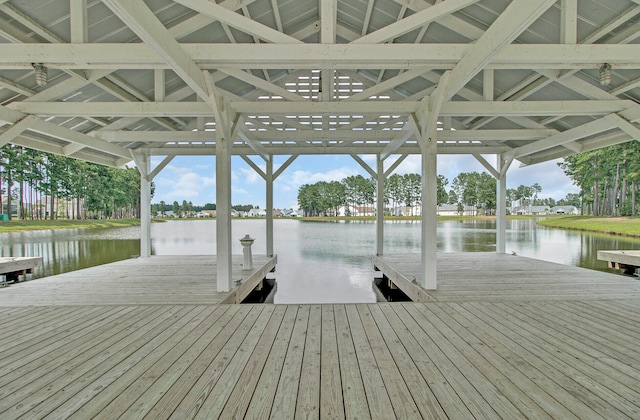 dock area featuring a water view