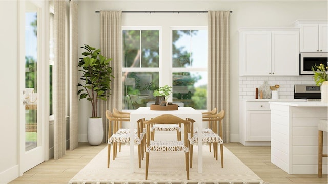 dining area featuring light hardwood / wood-style floors